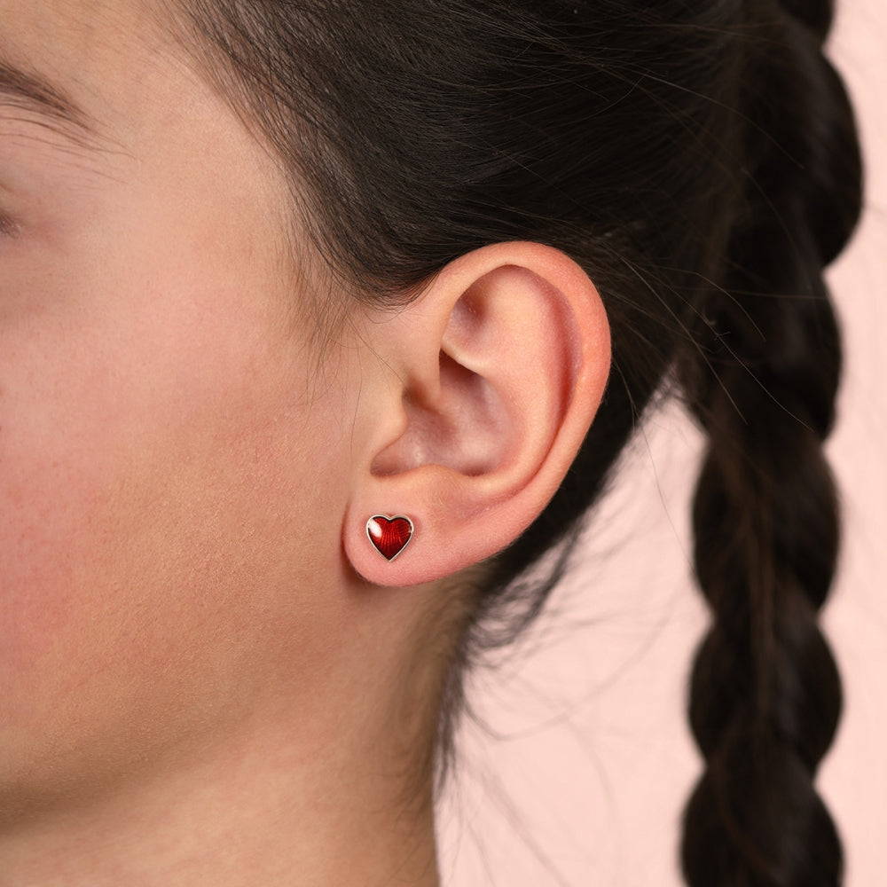 Øredobber i 925 sølv med glassemalje, hjerte 8 mm, bilde 21 av 24