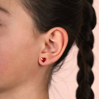 Øredobber i 925 sølv med glassemalje, hjerte 8 mm, bilde 21 av 24