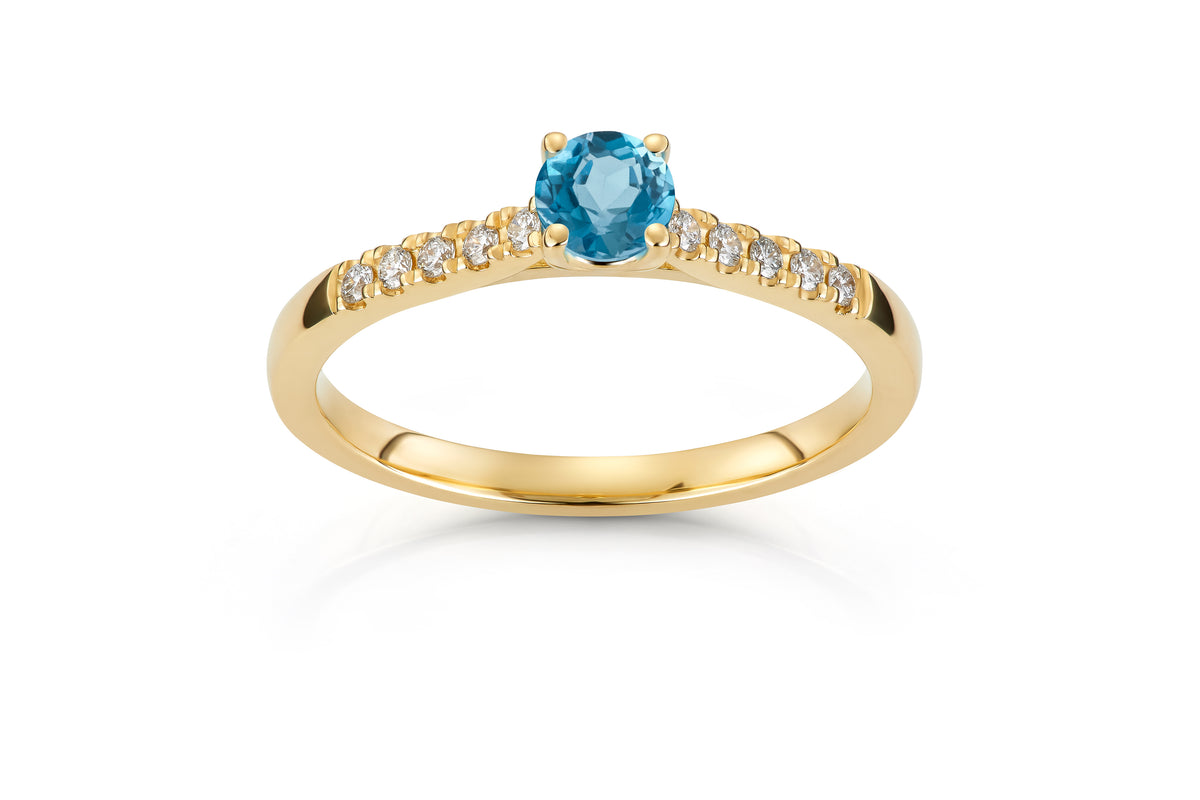Svolder ring i 585 gull med diamanter og topas 0,13 ct, bilde 2 av 2