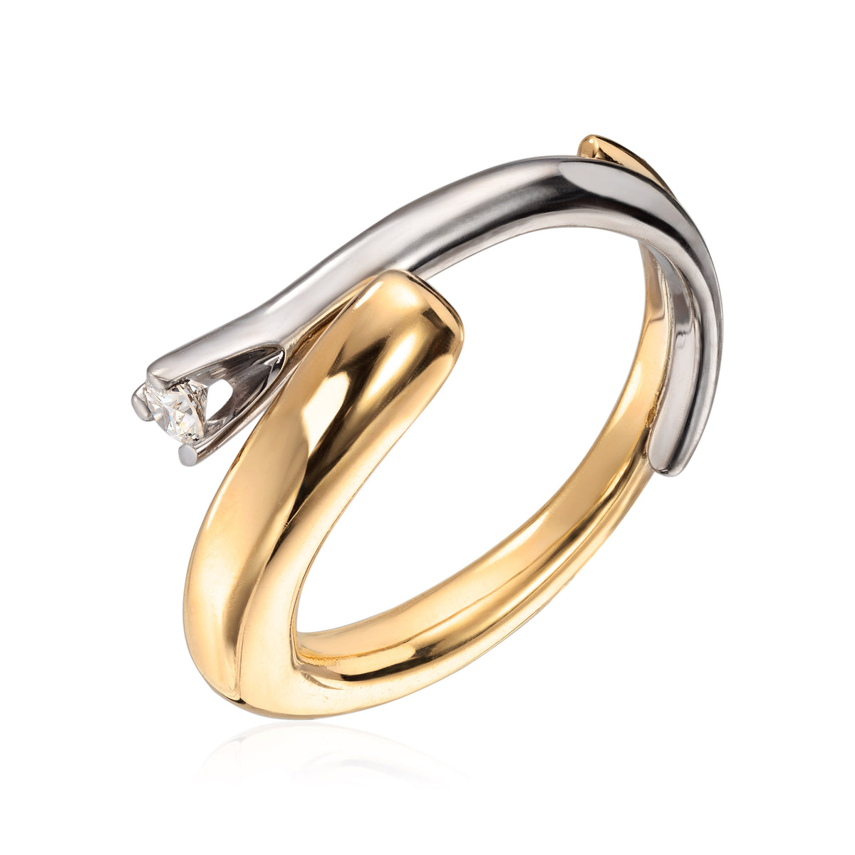 Visholm Design ring i 585 gull med diamant, hvitt gull 6,3 mm