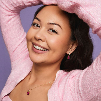 Glow øredobber Pippa i forgylt 925 sølv med rosa og hvite zirkonia, bilde 3 av 4