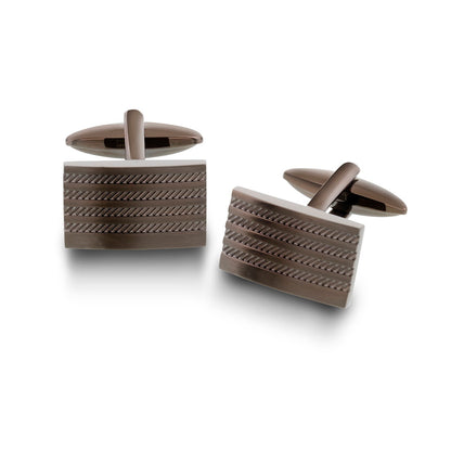 Mansjettknapper i stål, 12 mm høye og 19 mm brede, bilde 1 av 4