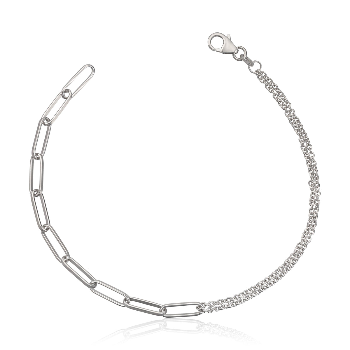 Armbånd i rhodinert sølv, binderslenke 3 mm, 19 cm