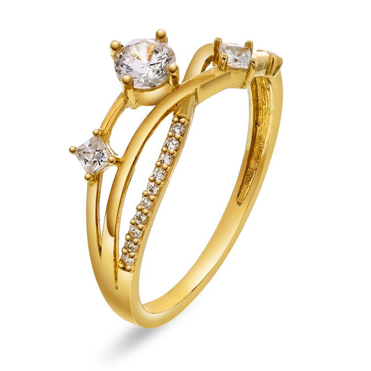 Ring i 14 karat gult gull med zirkonia 1,1 mm, bilde 1 av 4