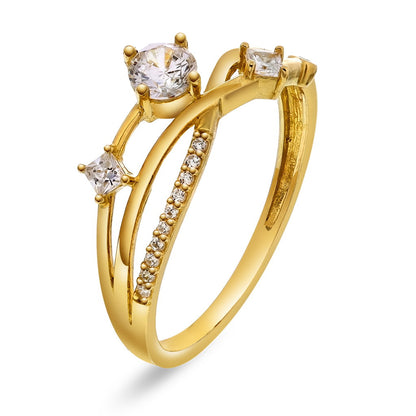 Ring i 14 karat gult gull med zirkonia, 1,1 mm, bilde 1 av 4