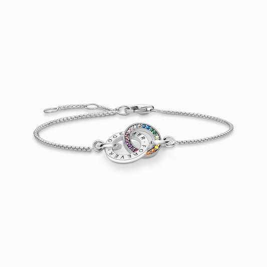 Svart sølv armbånd Sammen med to ringer og fargede steiner A1551-318-7
