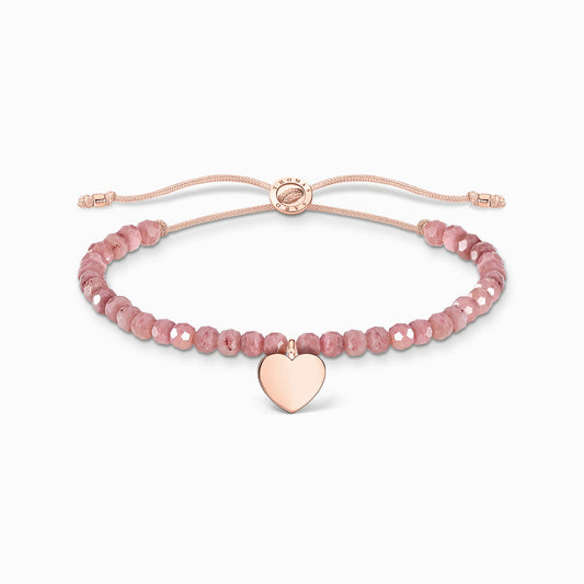 Armbånd rosa perler hjerte rosa gull  A1985-893-9