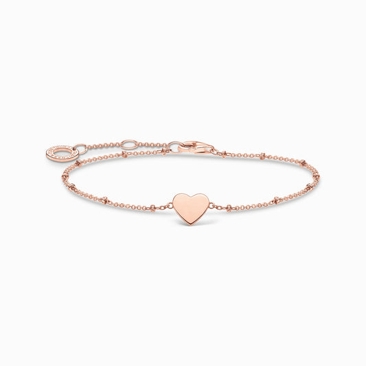 Armbånd hjerte med prikker rosa gull  A1991-415-40