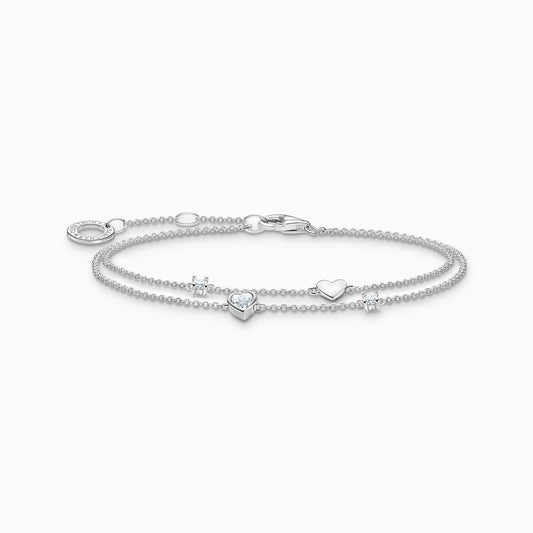 Armbånd med hjerter og hvite steiner sølv  A2057-051-14