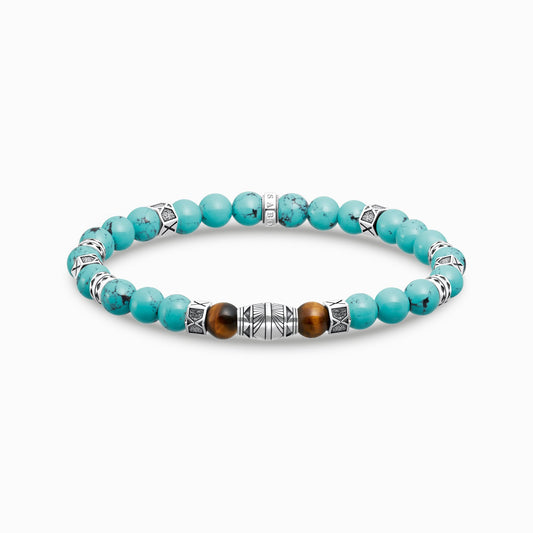 Armbånd med turkise perler og tigerøye perler sølv A2087-364-7
