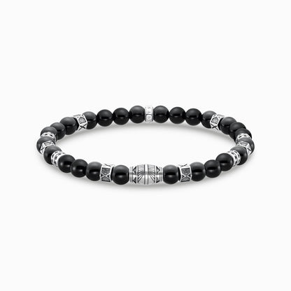 Armbånd med sorte onyx perler sølv A2087-507-11
