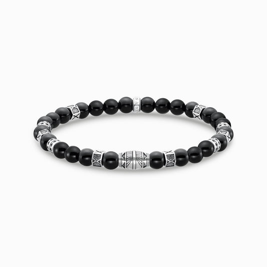 Armbånd med sorte onyx perler sølv A2087-507-11