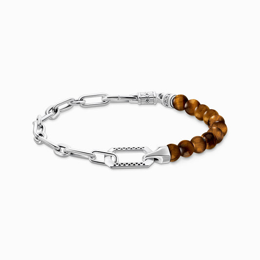 Sølvsvertet armbånd med brune perler  A2088-826-2