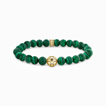 Gullbelagte perlerarmbånd med grønn malakitt  A2145-140-6
