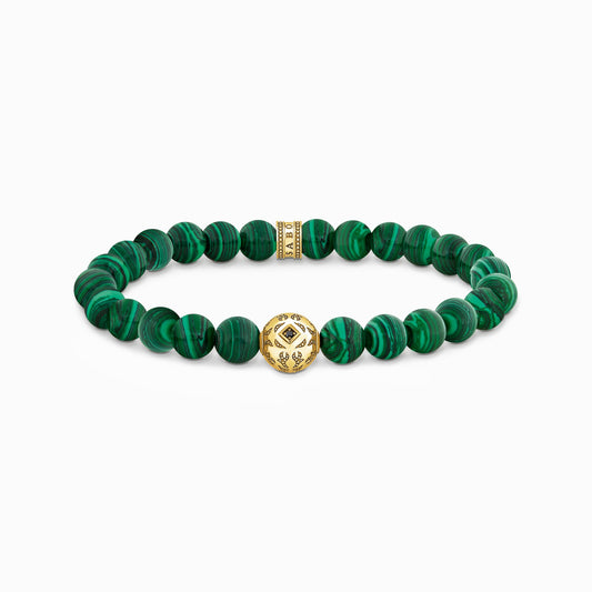 Gullbelagte perlerarmbånd med grønn malakitt  A2145-140-6