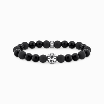 Sølv svarte perler armbånd med obsidian A2145-705-11