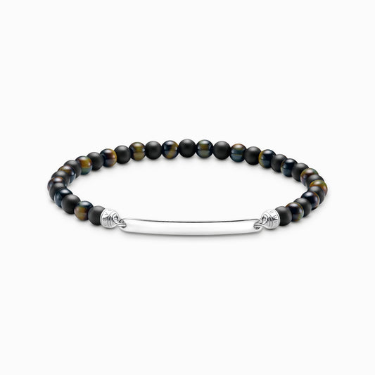 Graverbart armbånd med tigerøye og obsidianperler A2178-372-7