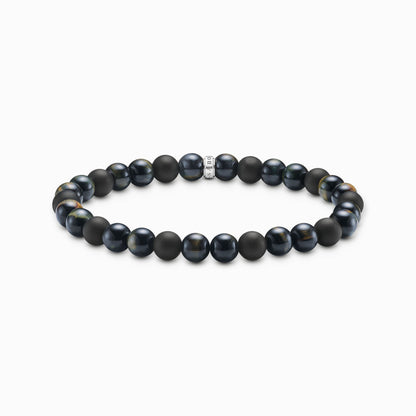 Talisman armbånd med tigerøye og obisidian perler A2182-806-7