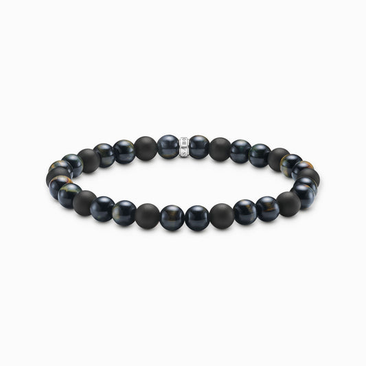 Talisman armbånd med tigerøye og obisidian perler A2182-806-7
