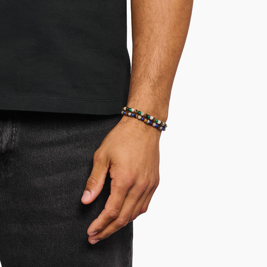 Armbånd med jord og grønne perler 5 mm A2183-468-7