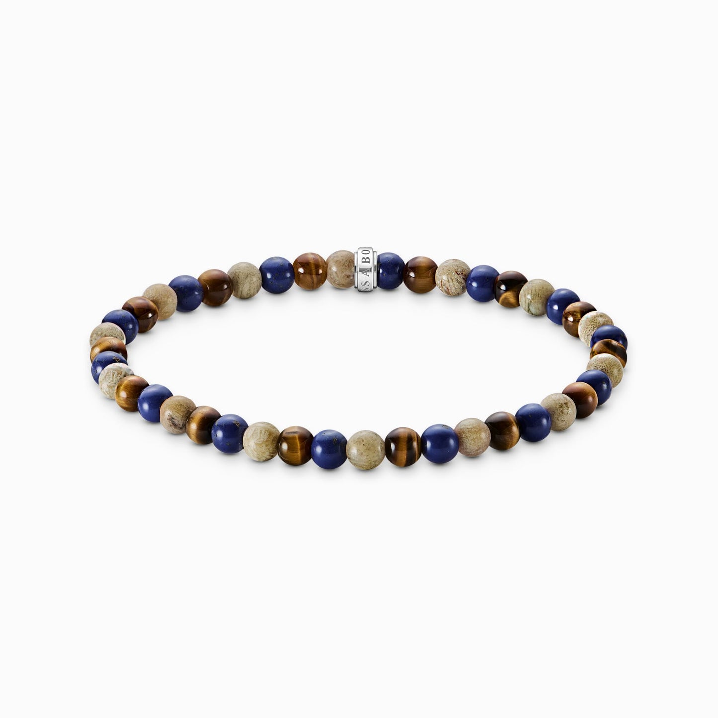 Armbånd med brune og blå perler 5 mm
