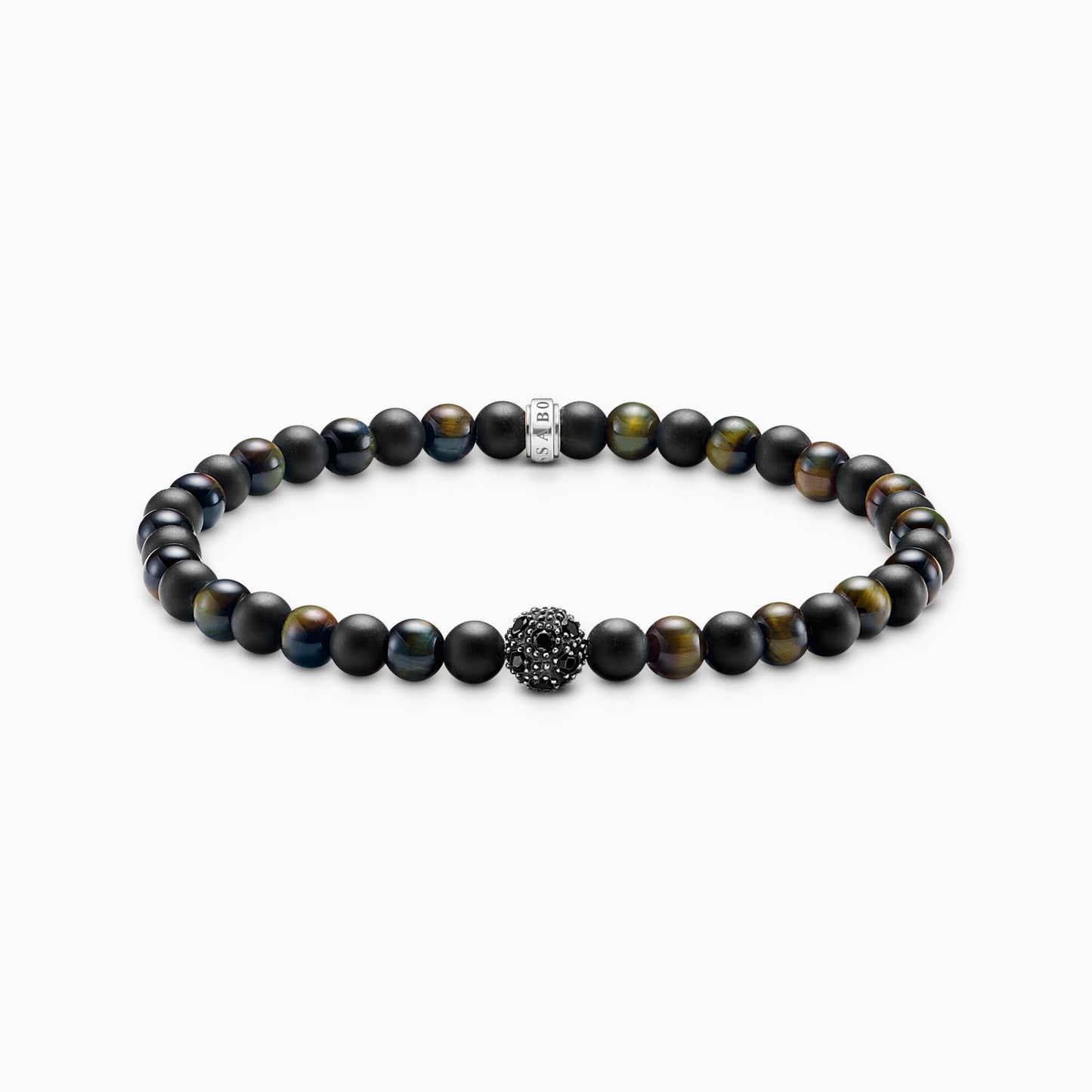 Talisman armbånd positiv energi med obsidian og tiger øye perler A2184-806-7