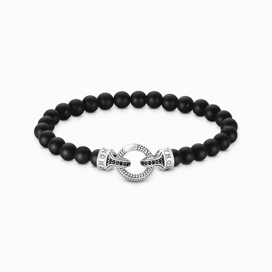 Sølvarmbånd med sorte obsidianperler A2191-705-11