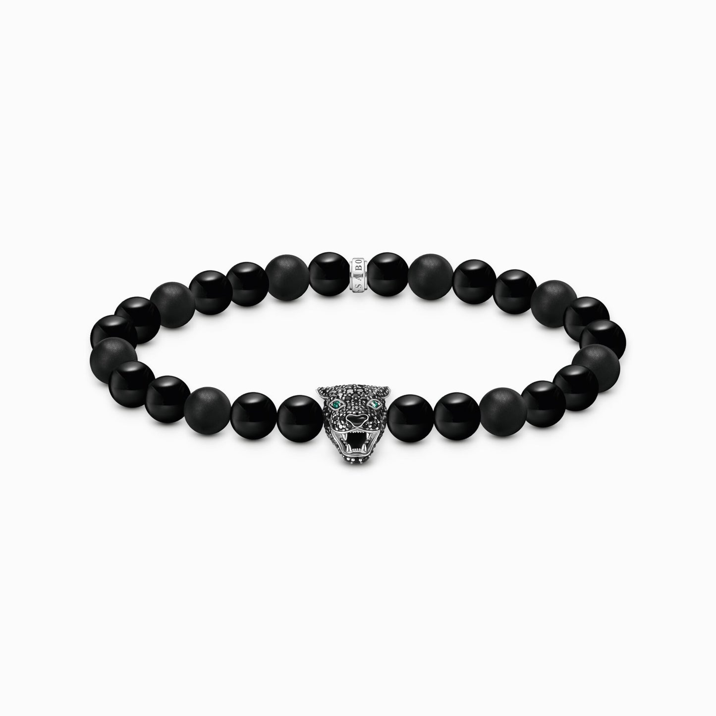 Sølv perler-armbånd med svart katt A2192-705-11