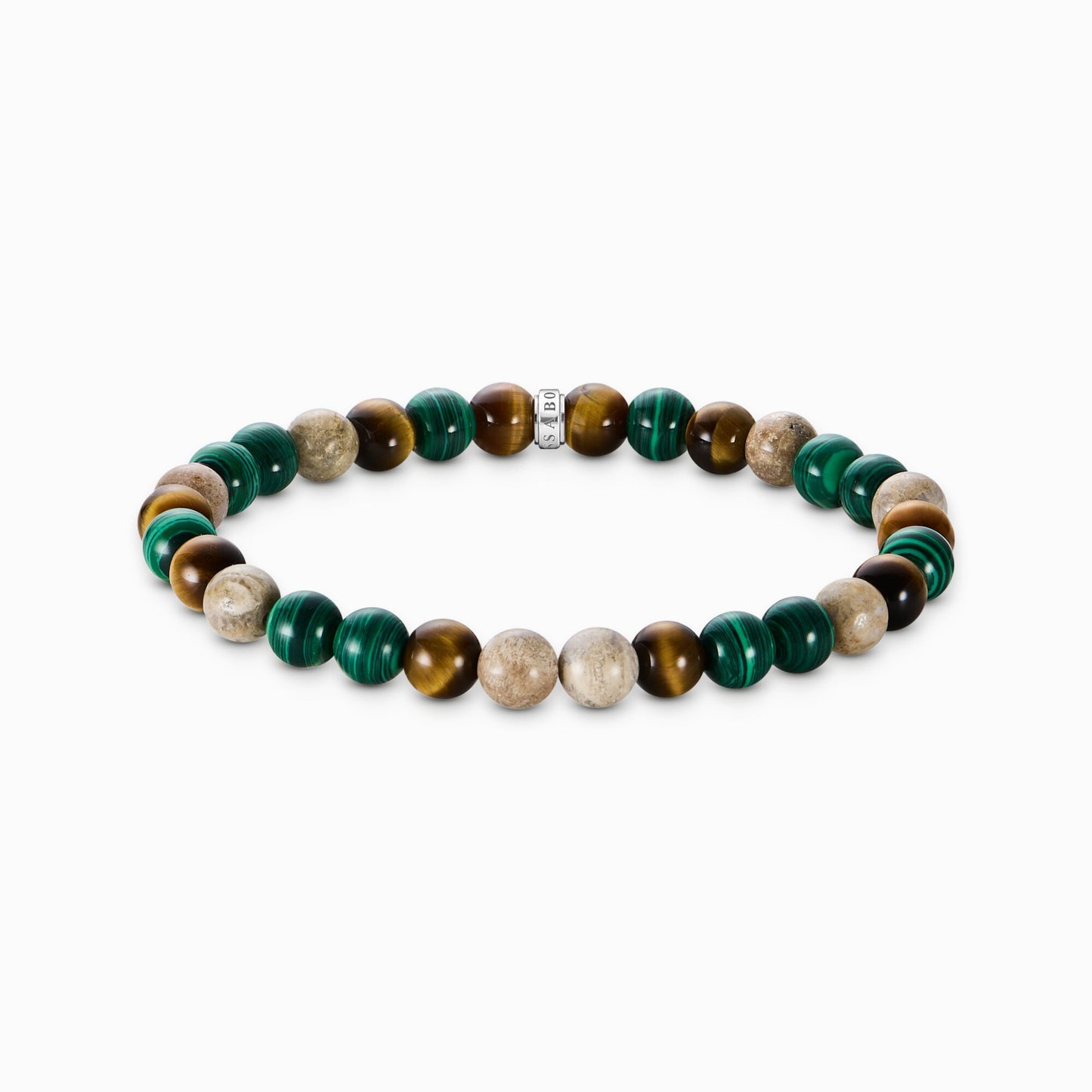 Armbånd med jord og grønne perler 7 mm A2193-468-7