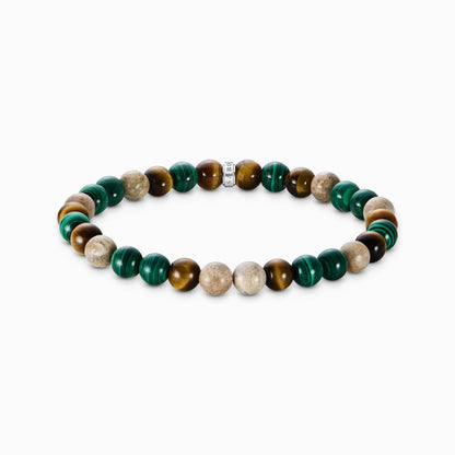 Armbånd med jord og grønne perler 7 mm A2193-468-7