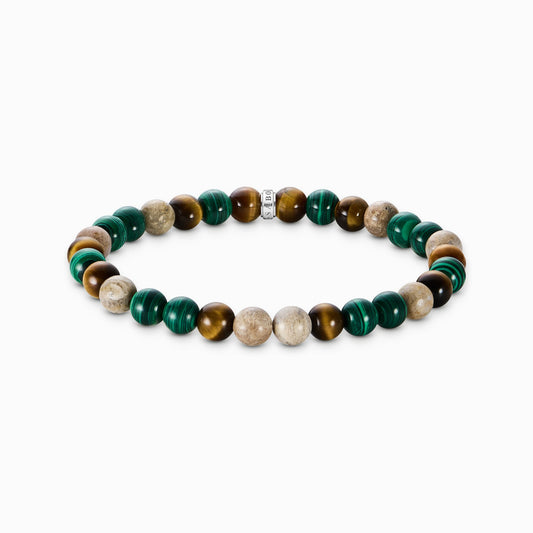 Armbånd med jord og grønne perler 7 mm A2193-468-7