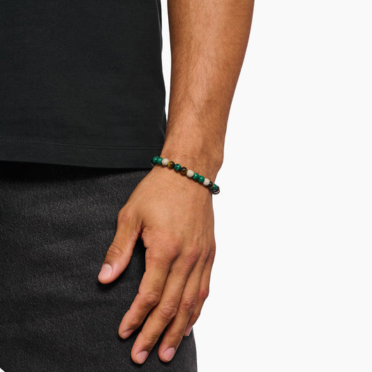 Armbånd med jord og grønne perler 7 mm A2193-468-7