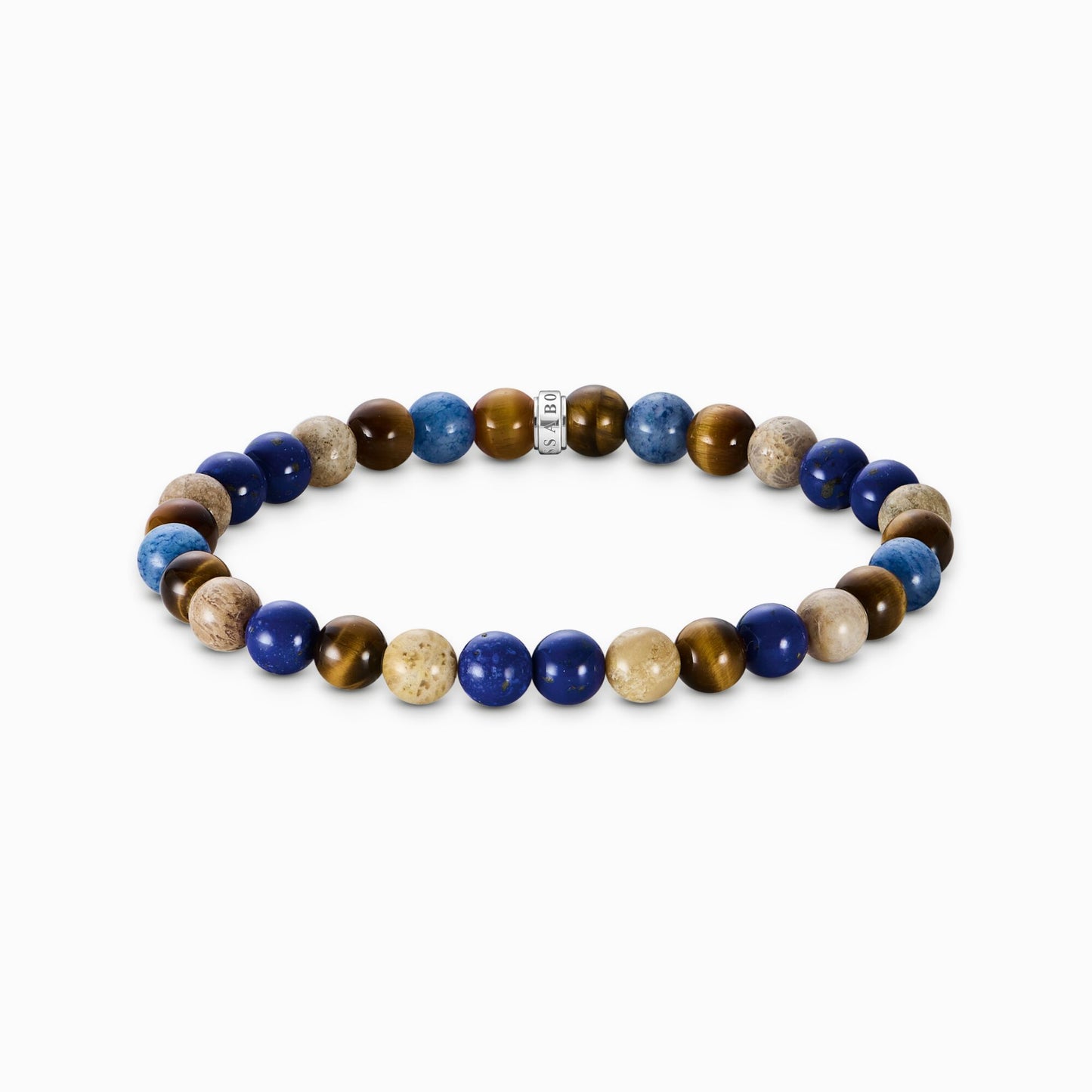 Armbånd med brune og blå perler 7 mm  A2193-926-7