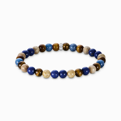 Armbånd med brune og blå perler 7 mm  A2193-926-7