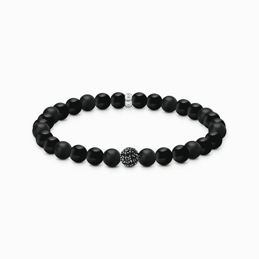 Svarte obsidian perler armbånd A2194-705-11