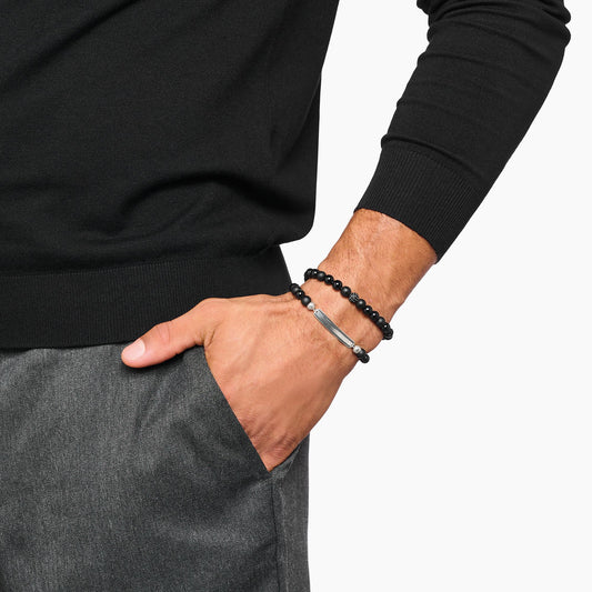 Svarte obsidian perler armbånd A2194-705-11