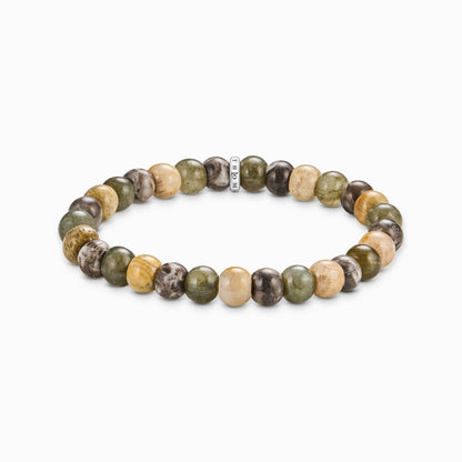 Armbånd med labradoritt og krokodille jaspis perler 9 mm  A2196-353-7