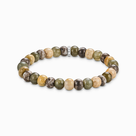 Armbånd med labradoritt og krokodille jaspis perler 9 mm  A2196-353-7