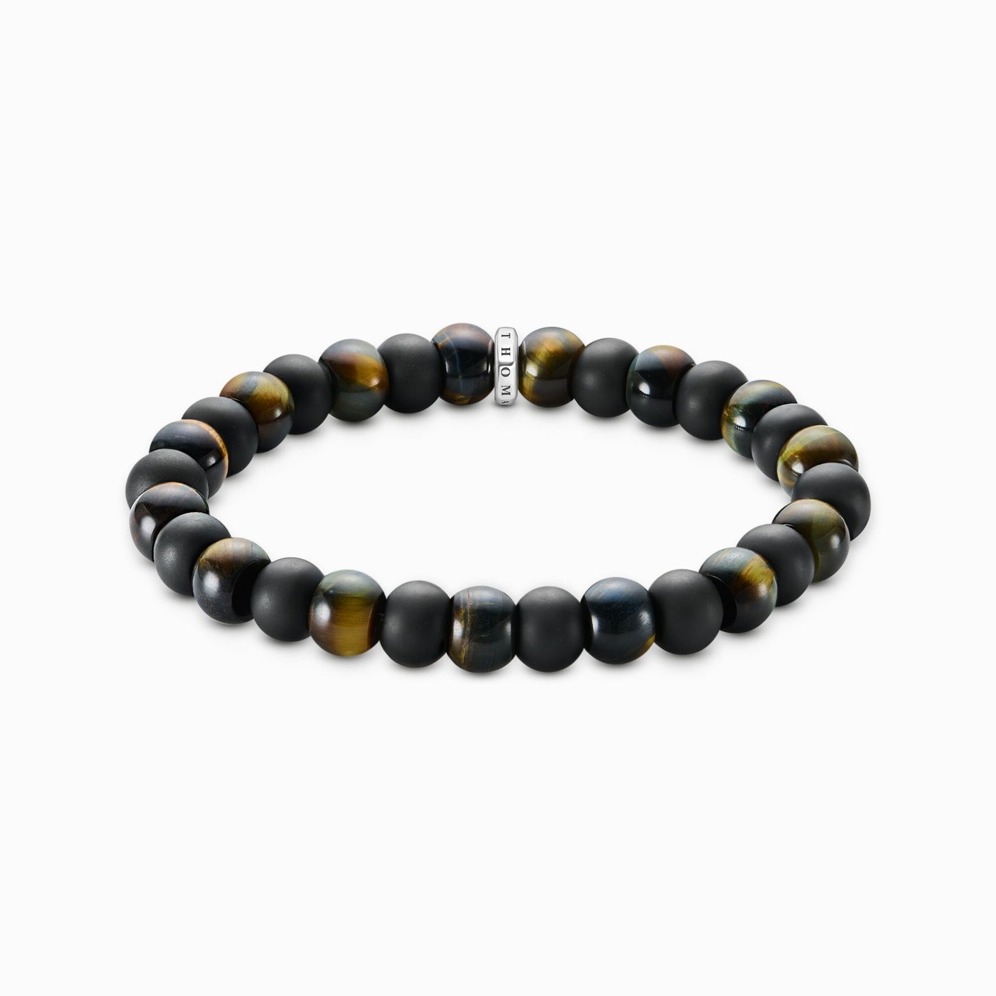 Armbånd med obsidian og tigerøye perler 9mm A2196-806-11