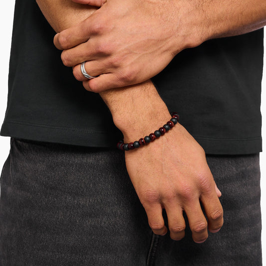 Armbånd obsidian og rødt tigerøye 9 mm A2196-806-7