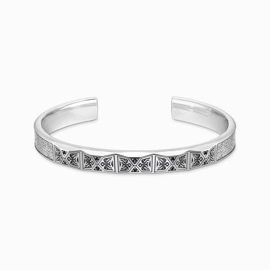 Armring fasettert design med svarte steiner sølv  AR113-643-11