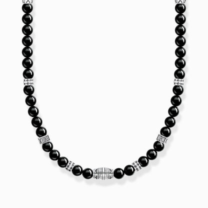Halskjede med sorte onyx perler sølv KE2180-507-11