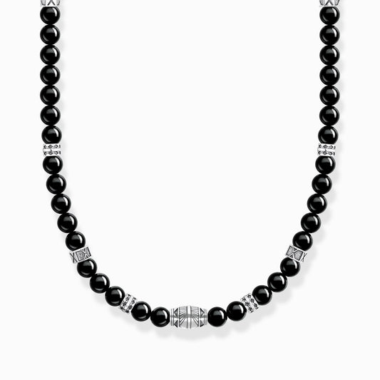 Halskjede med sorte onyx perler sølv KE2180-507-11