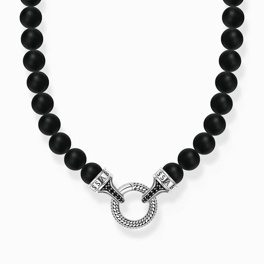 Sølvkjede med sorte obsidianperler KE2323-705-11