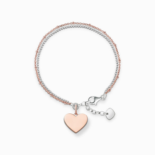 Armbånd hjerte rosa gull sølv LBA0102-415-12