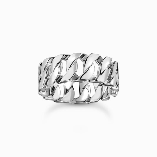 Sølv bred ring med lenker