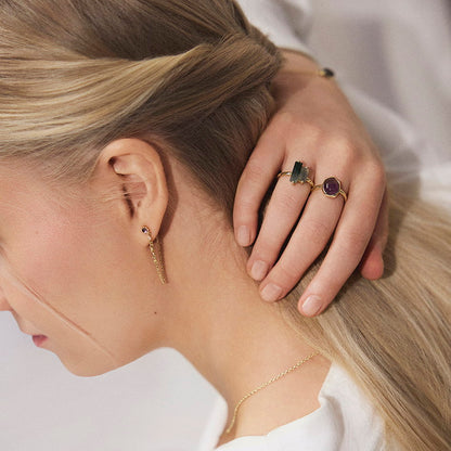 Serenity ring i forgylt 925 sølv med moseagat og labradoritt, bilde 4 av 4