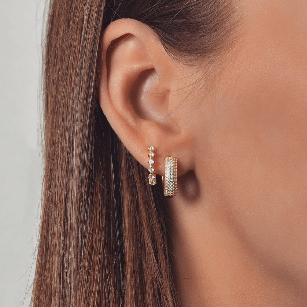 Øredobber i forgylt sølv med zirkonia, kreol 5 x 15 mm, bilde 2 av 2