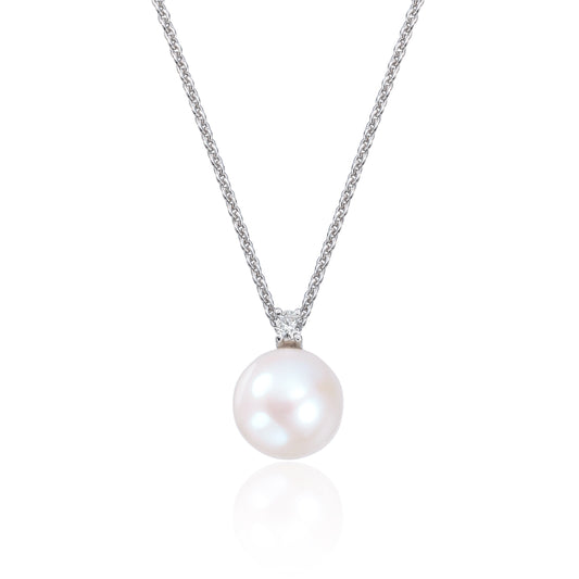 Carmen anheng i 585 hvitt gull med diamant og perle