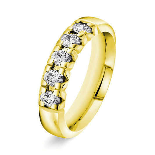 Beta ring i 14 karat gult gull med diamanter 0,75 ct
